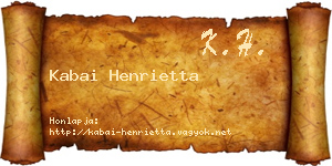 Kabai Henrietta névjegykártya